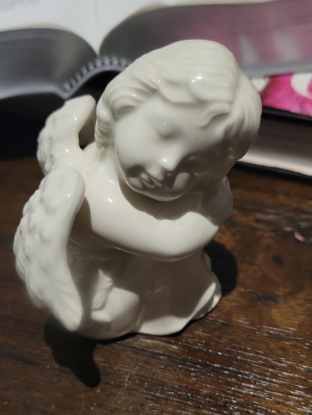 White Porcelain Cherub Figurine